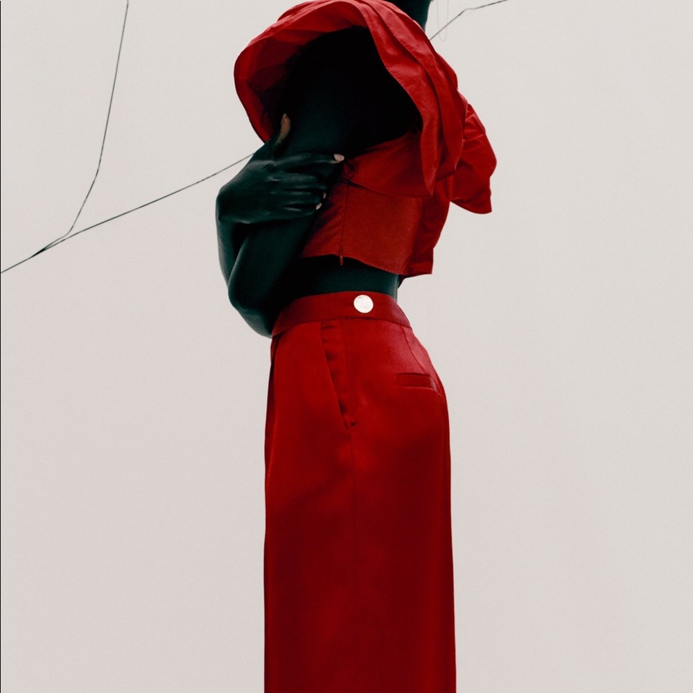 NWT Zara Red Ruffled Top Size L - Picture 3 of 8